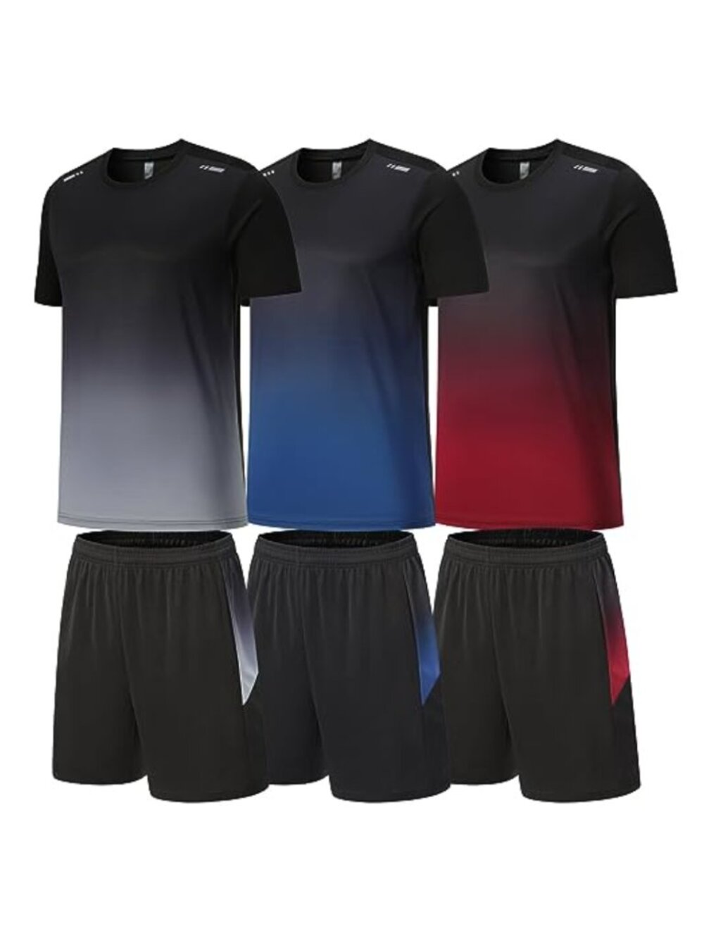 Men's 3-Piece Active Workout Set - Short Sleeve Tee & Track Shorts, Polyester,